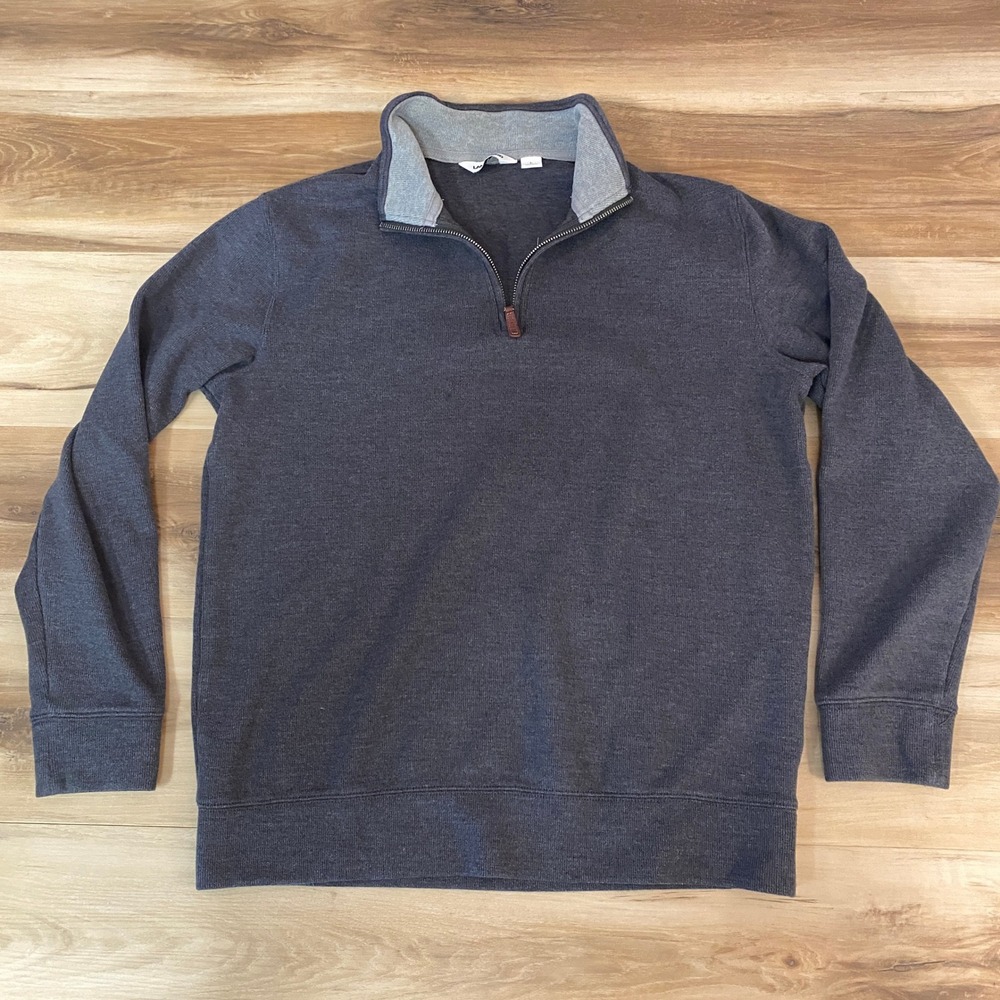 Lands End Mens Quarter Zip Pullover Sweater Charcoal Gray Heather Large L 42-44 - Picture 2 of 10